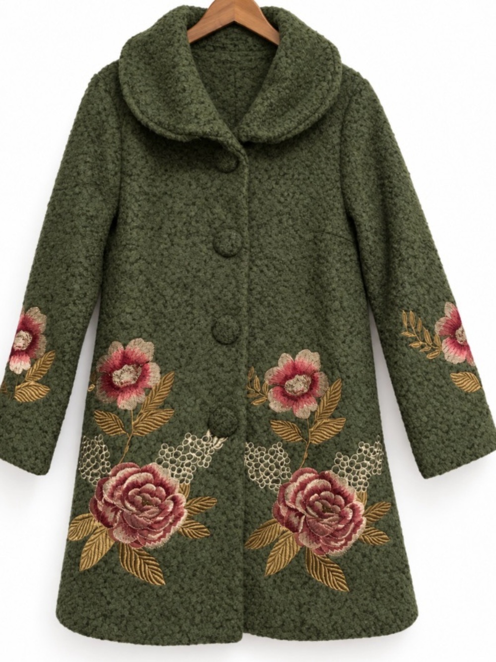 Vintage Wool Embroidered Floral Coat